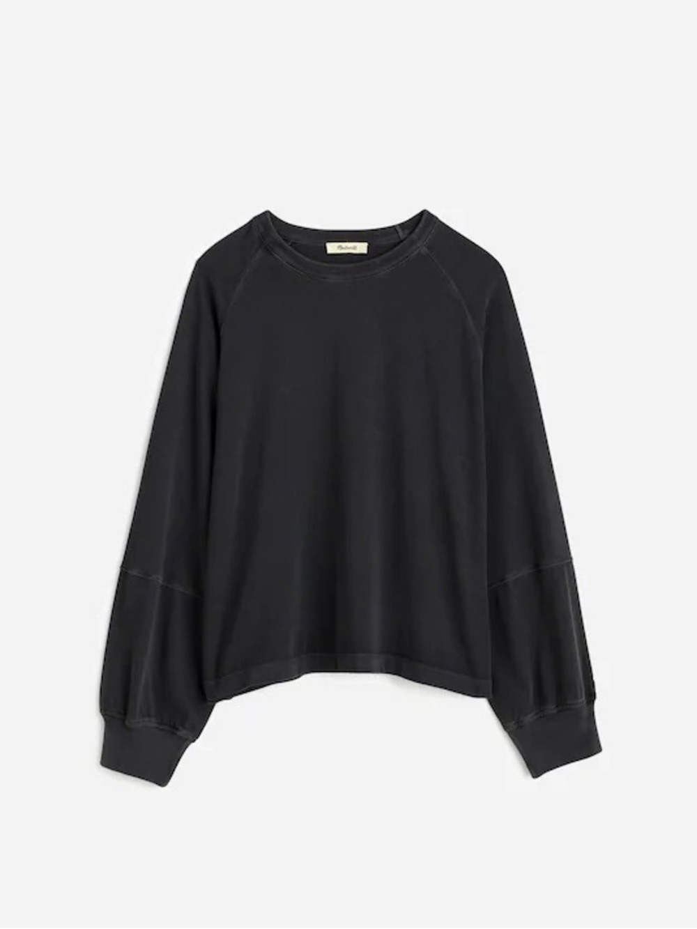 nwt madewell relaxed long-sleeve tee in black coal xs $68